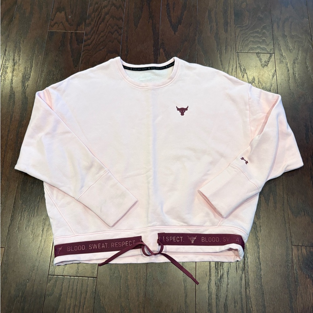 Under Armour Women’s Pink Project Rock Blood Sweat Respect Cropped Sweatshirt LG
